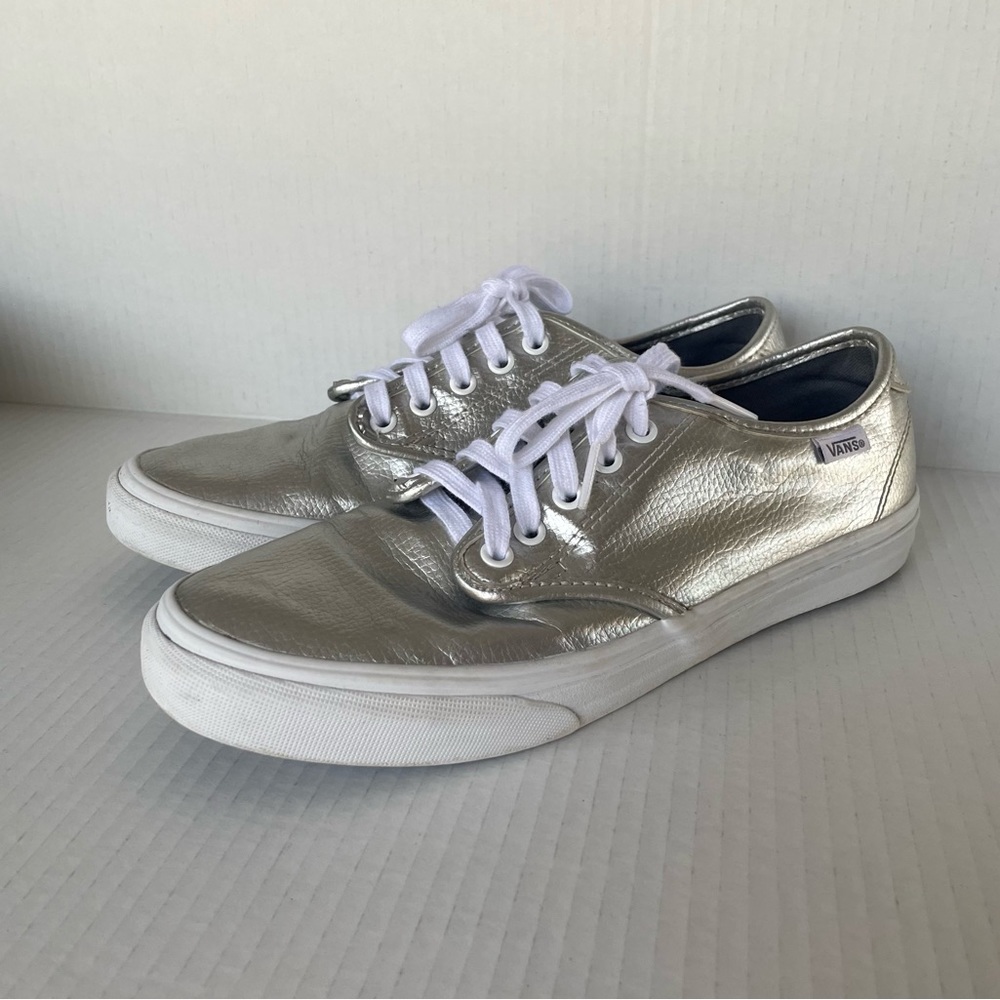 Silver Leather Vans